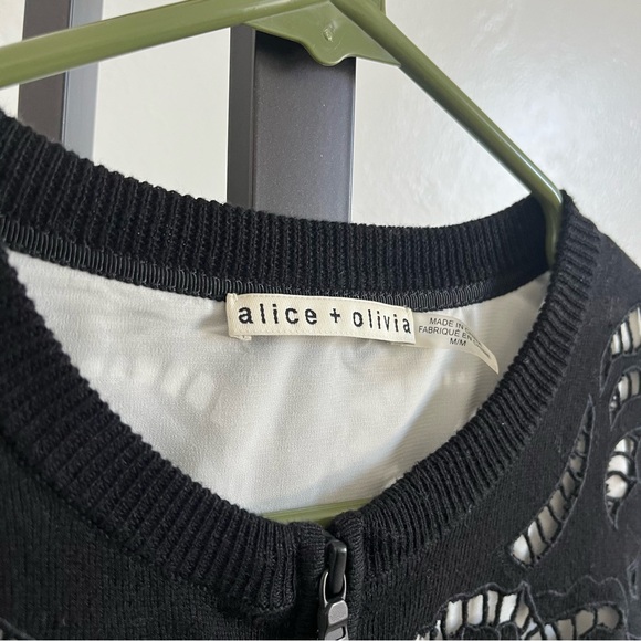 Alice + Olivia Black Embroidered Bomber Jacket - Picture 2 of 5